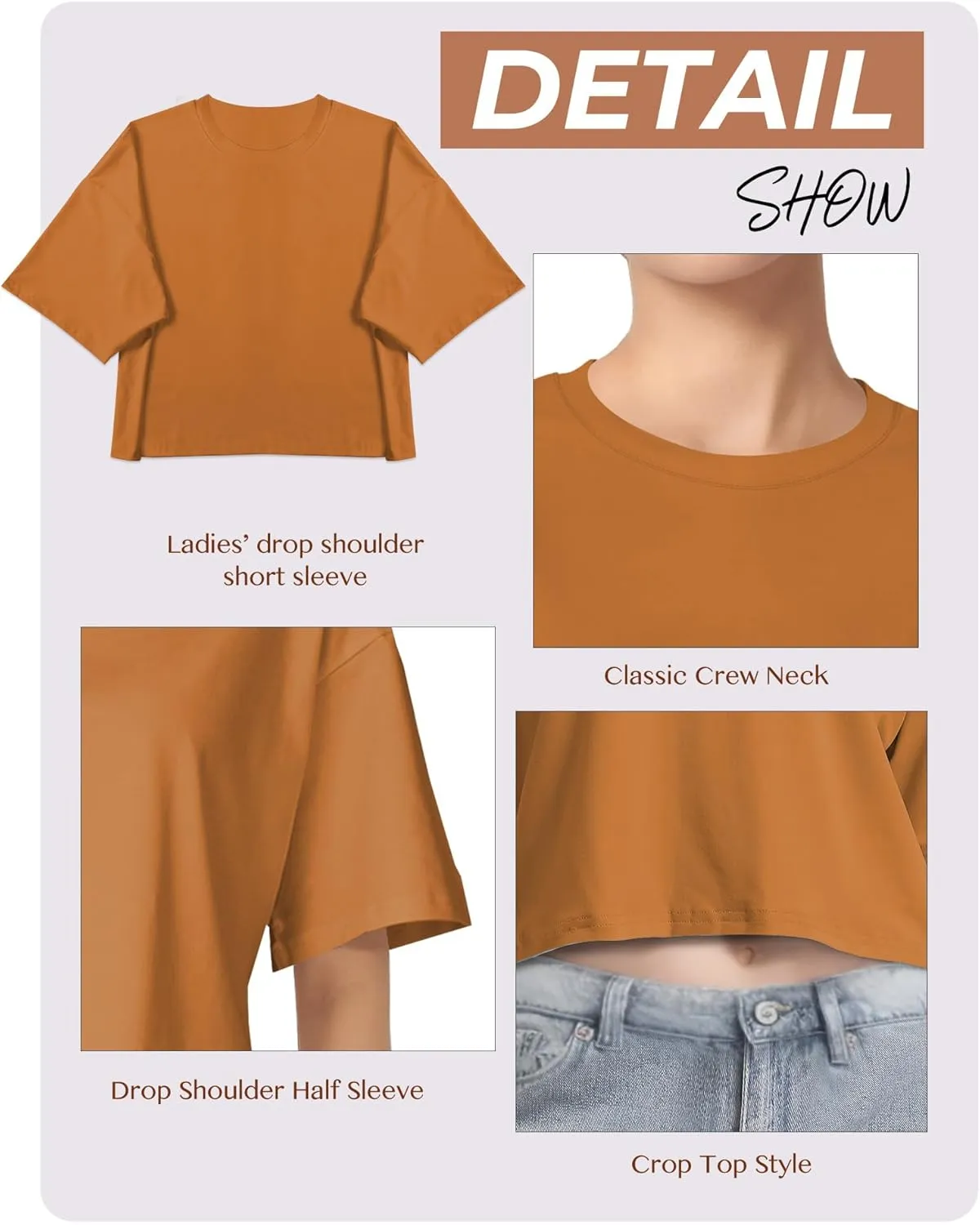 2PC Women's Basic Crop Top Drop Shoulder T Shirt Half Sleeve Cropped Tee Crewneck Short Sleeve Casual Summer Top