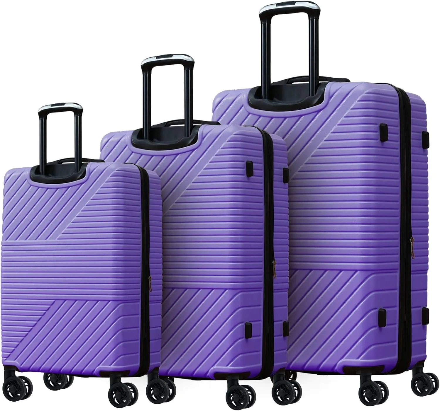 3 Piece Hardshell Luggage Set with Spinner Wheels and TSA Combination Lock, Lightweight Purple