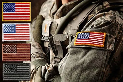 4 Pack US USA Flag Embroidered Patch Red White Blue Military United States of America Iron On Sew On Tactical Morale Patch for Hats Backpacks Caps Jackets