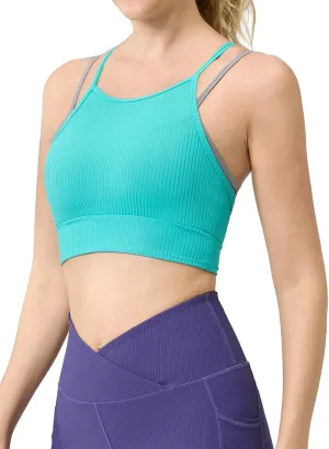 AARYA Women's Colorblock Workout Sports Bra with Removable Bra, Crop Top Tank Top High-Stretch Activewear for Gym & Yoga
