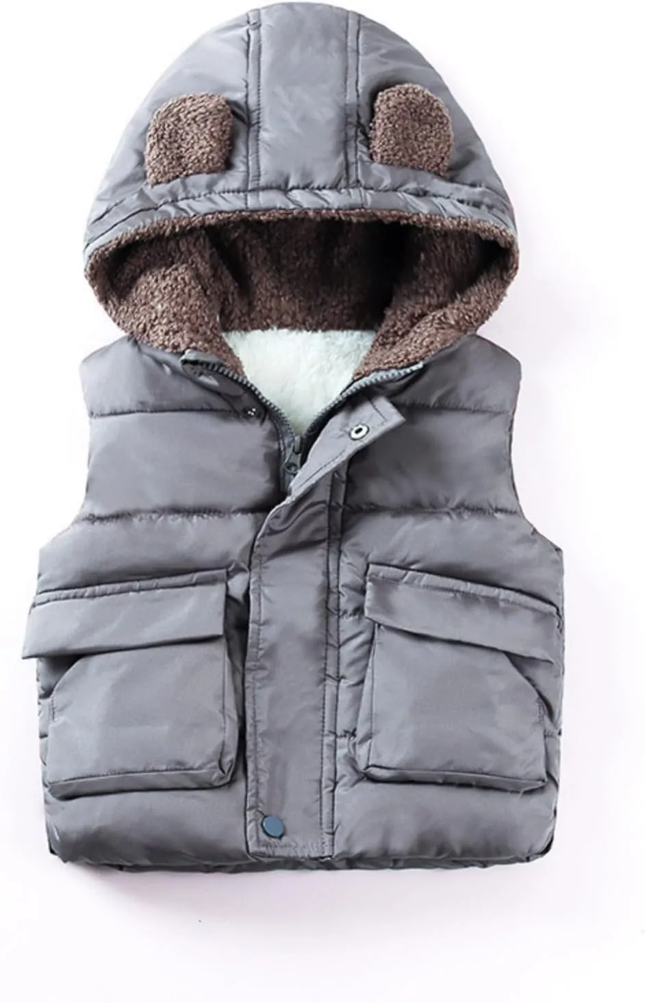 Ac Coats Boys And Girls Fall And Winter Bear Padded Hooded Vest Zipper Cotton Jacket Kid Jackets for Girls