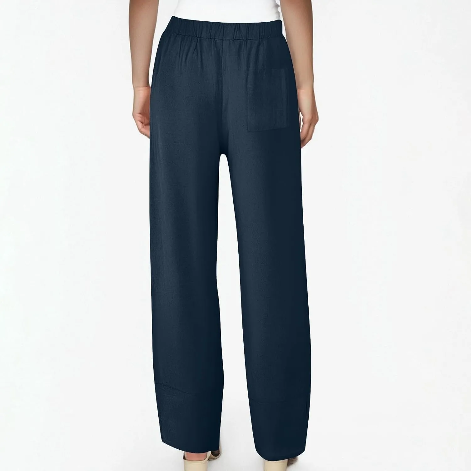 ADHOWBEW Womens Capri Pants with Pockets Wide Leg Drawstring Lounge Comfy High Waist Casual Cotton Flowy Summer Trousers