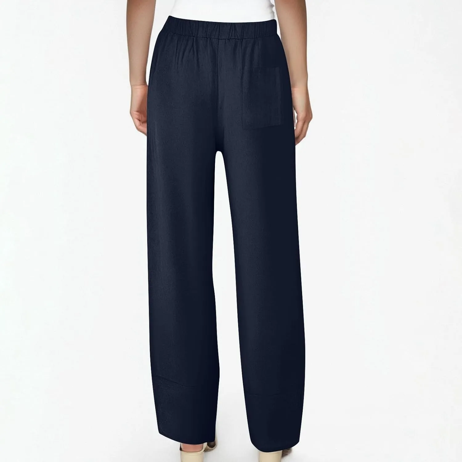 ADHOWBEW Womens Capri Pants with Pockets Wide Leg Drawstring Lounge Comfy High Waist Casual Cotton Flowy Summer Trousers