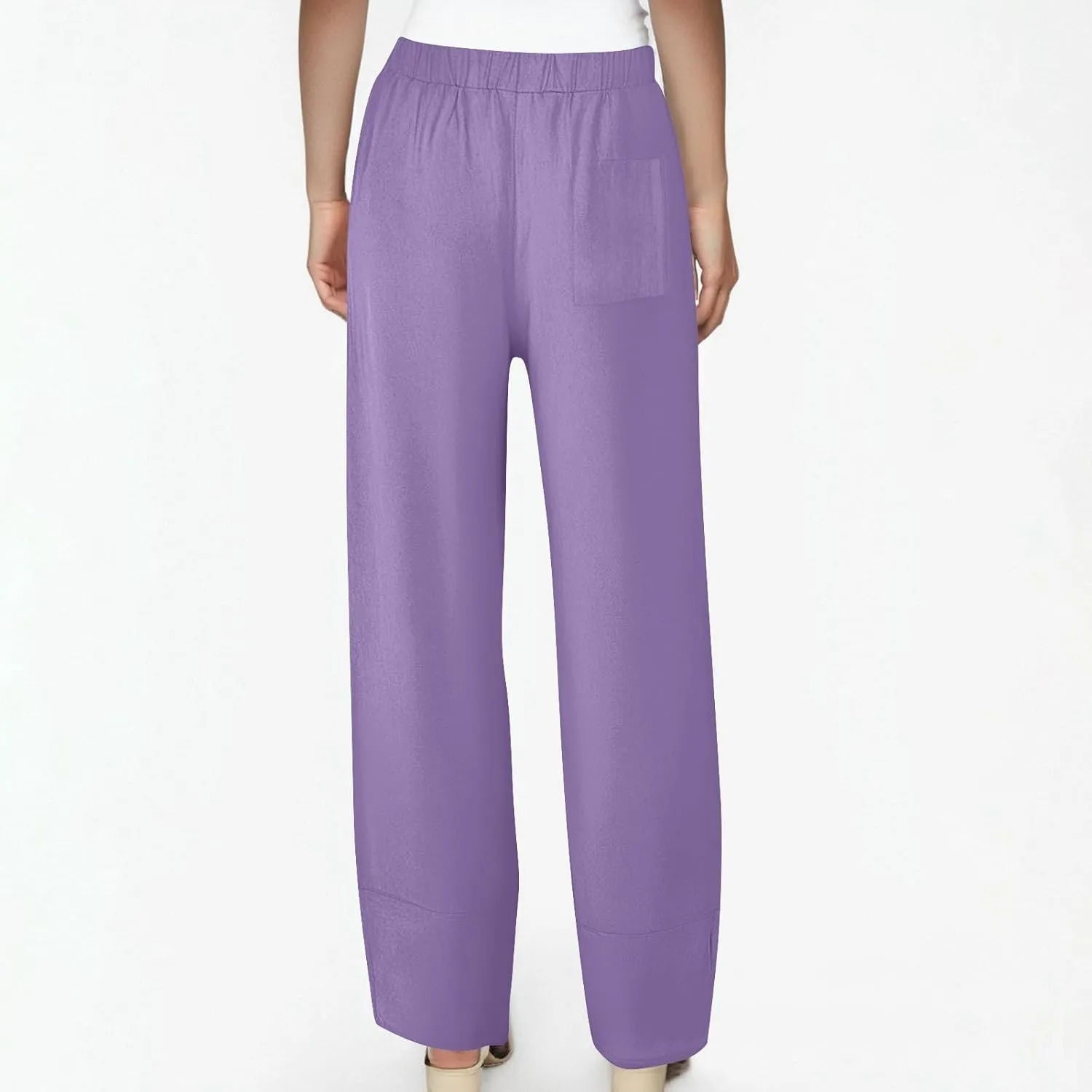 ADHOWBEW Womens Capri Pants with Pockets Wide Leg Drawstring Lounge Comfy High Waist Casual Cotton Flowy Summer Trousers