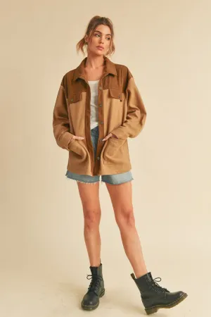 Aemi   Co Two Tone Button Up Jacket with Pockets