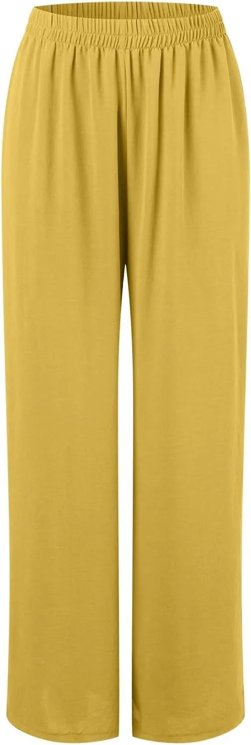 Aniywn Muslim Casual 2 Piece Set for Women Long Sleeve Loose Top Wide Leg Pants Suit Plus Size Outfit Prayer Clothes No Hijab