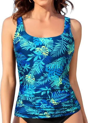 Aqua Eve Tankini Tops for Women Swimwear Top Only Tummy Control Bathing Suit Top No Bottom (Available in Plus)