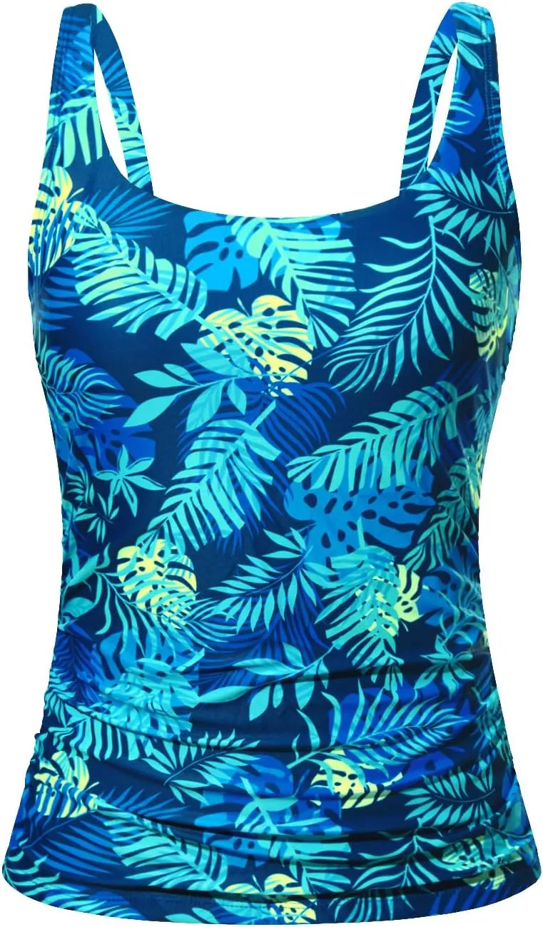 Aqua Eve Tankini Tops for Women Swimwear Top Only Tummy Control Bathing Suit Top No Bottom (Available in Plus)
