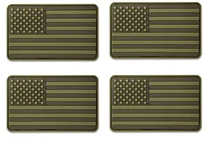 ASA Techmed 4 Pack Military Army US USA Flag Patch Green Emblem PVC United States of America Tactical Morale Patch for Hats Backpacks Caps Jackets   More