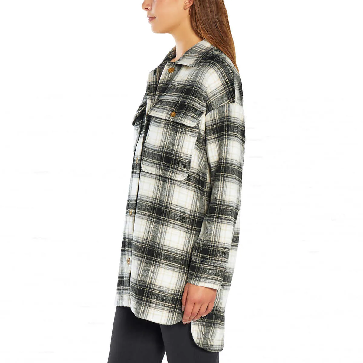 Banana Republic Women's Plaid Midweight Button-up Shirt Jacket
