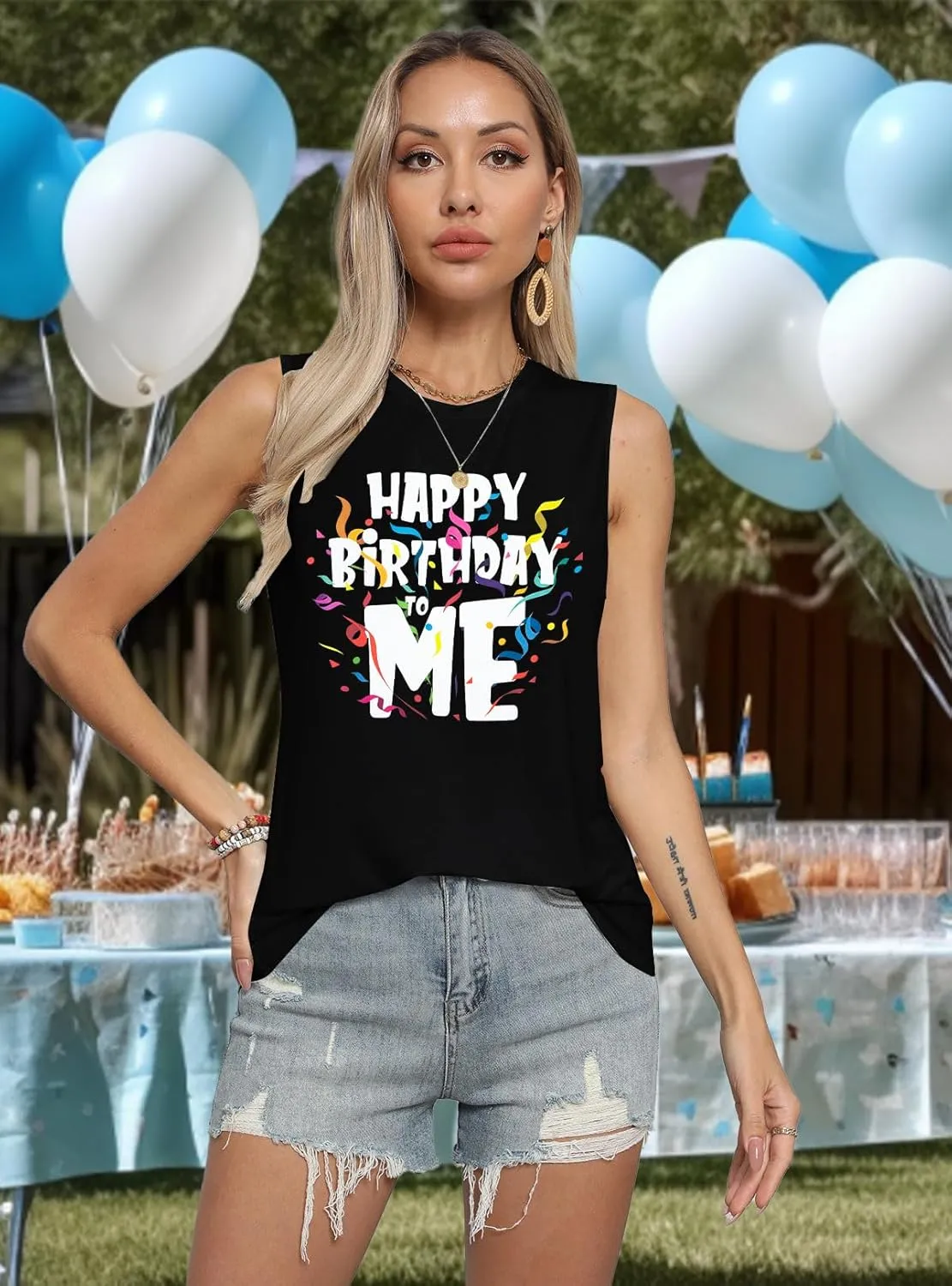 BANGELY Birthday Tank Top Women Happy Birthday to You Graphic Shirt Funny Party Gifts Summer Beach Vacation Sleeveless Top