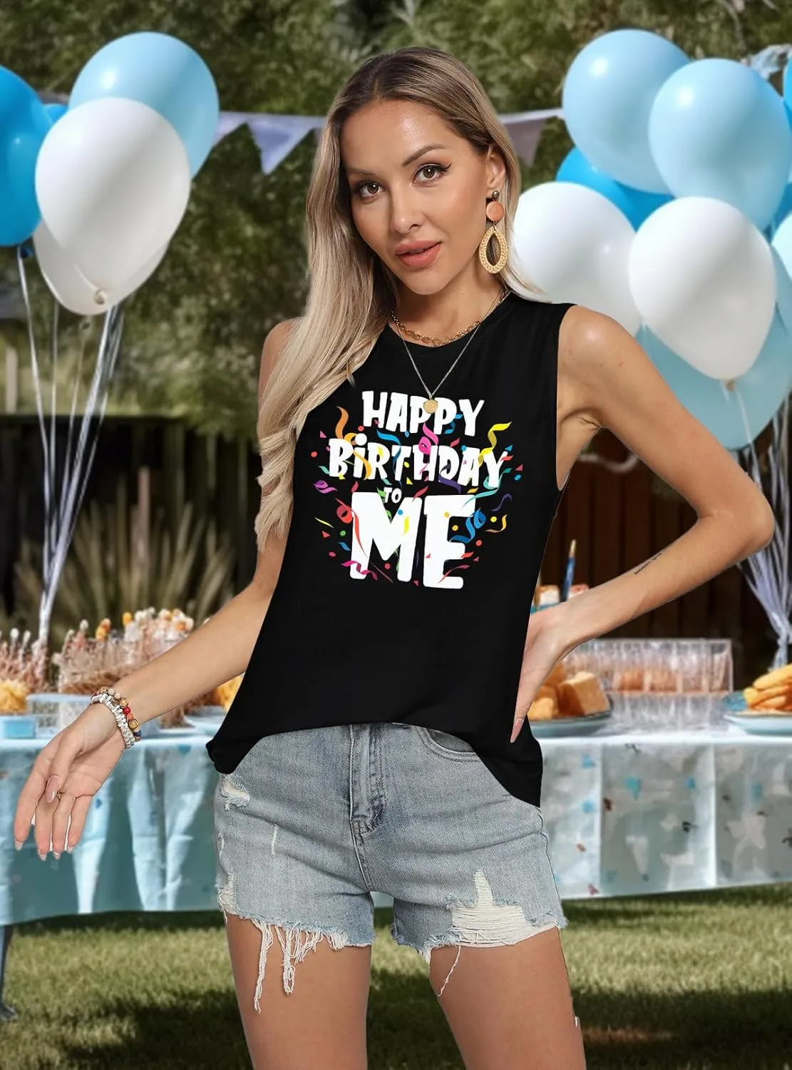 BANGELY Birthday Tank Top Women Happy Birthday to You Graphic Shirt Funny Party Gifts Summer Beach Vacation Sleeveless Top