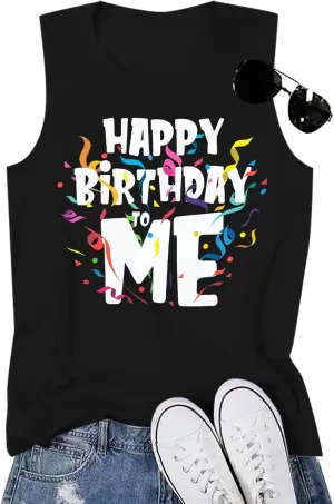 BANGELY Birthday Tank Top Women Happy Birthday to You Graphic Shirt Funny Party Gifts Summer Beach Vacation Sleeveless Top