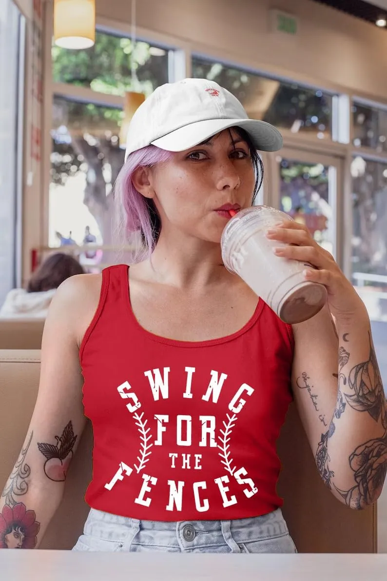Baseball Shirt Women Swing for The Fences Racerback Tank Top Baseball Mom Summer Vest Sleeveless Casual T Shirt