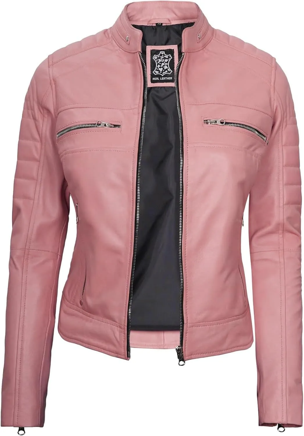 Blingsoul Cafe Racer Leather Jacket Womens - Real Lambskin Leather Jackets for Women