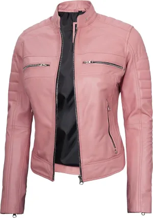 Blingsoul Cafe Racer Leather Jacket Womens - Real Lambskin Leather Jackets for Women