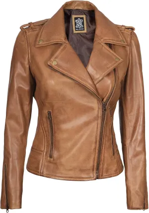 Blingsoul Disc Leather Brown Jacket Women (N2) | [1315853] Kirsten Camel, M