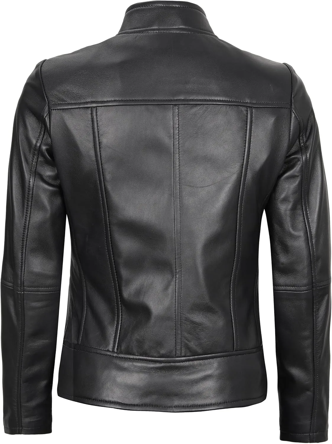 Blingsoul Leather Jacket Women - Cafe Racer Real Lambskin Womens Leather Jacket