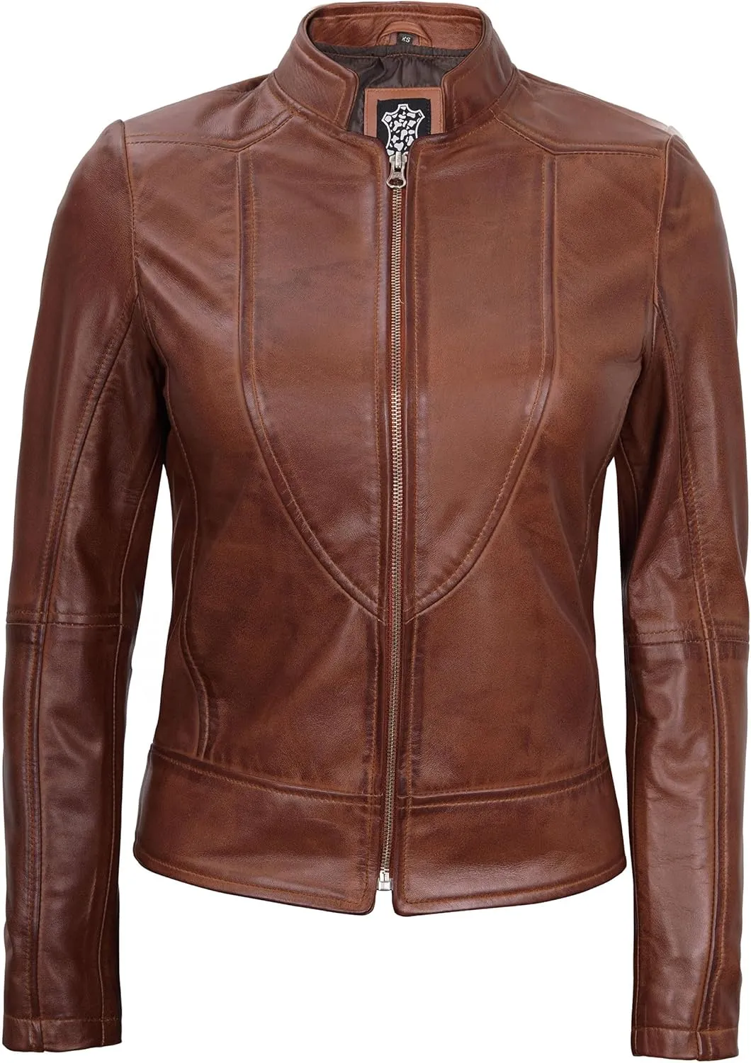 Blingsoul Leather Jacket Women - Cafe Racer Real Lambskin Womens Leather Jacket