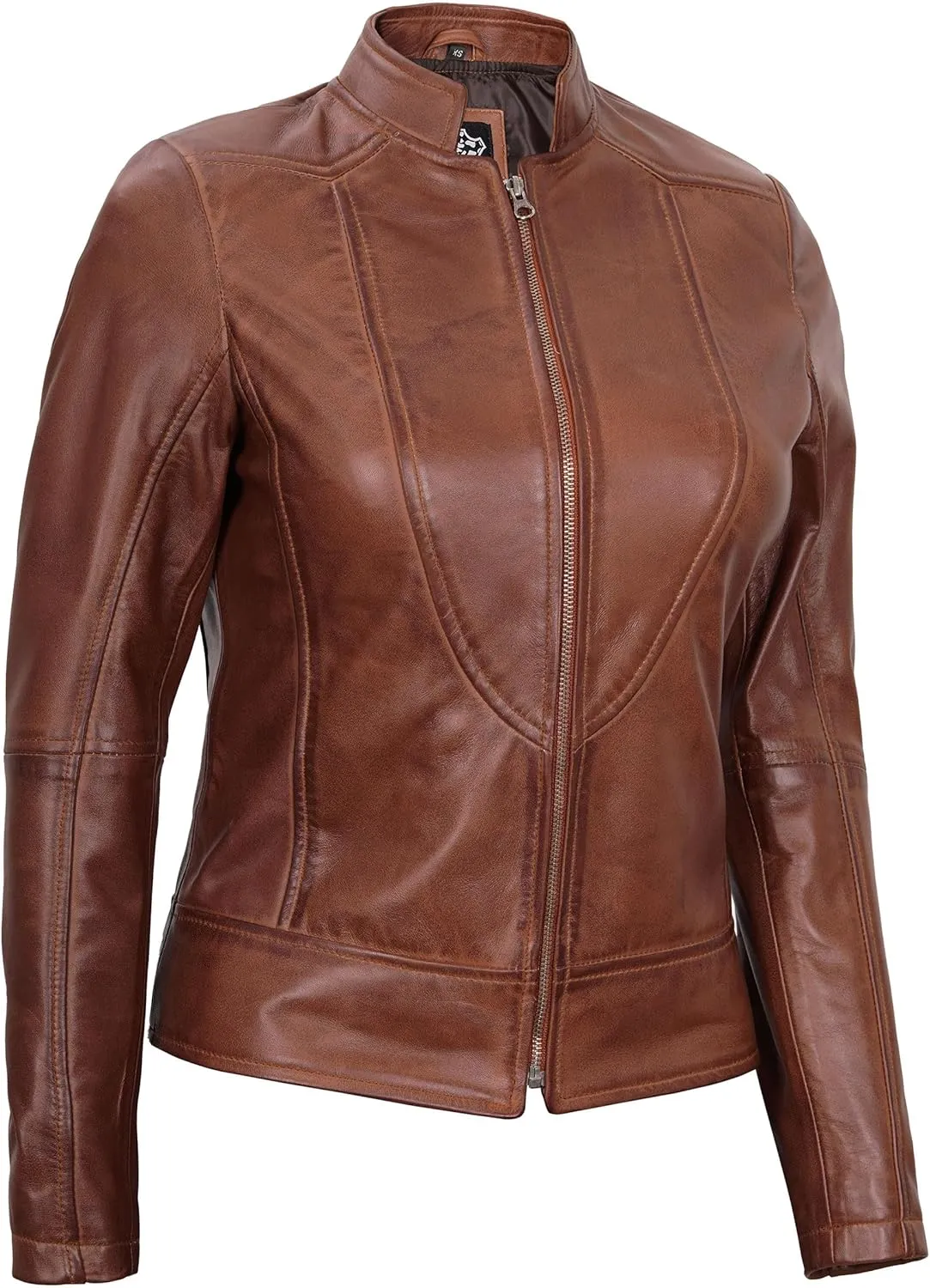 Blingsoul Leather Jacket Women - Cafe Racer Real Lambskin Womens Leather Jacket