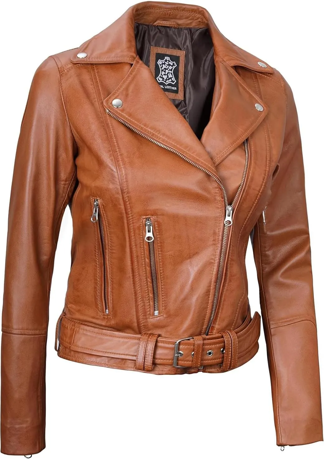 Blingsoul Leather Jacket Women - Real Lambskin Leather Asymmetrical Style Leather Jackets For Womens