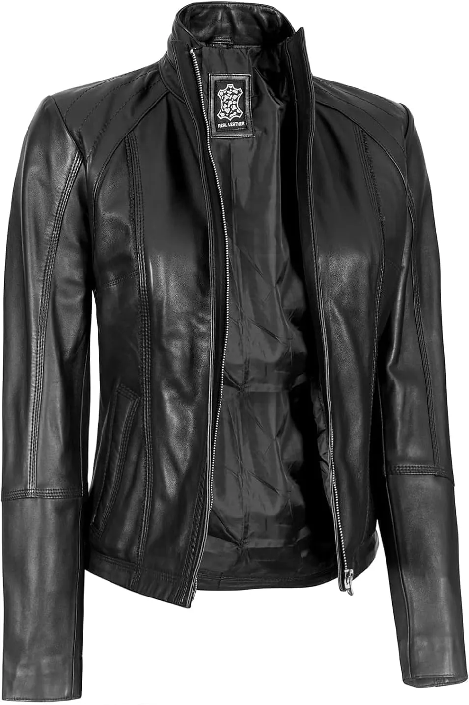 Blingsoul Real Leather Jacket For Women -Women's Cafe Racer Style Leather Jackets