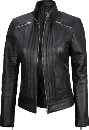 Blingsoul Real Leather Jacket For Women -Women's Cafe Racer Style Leather Jackets