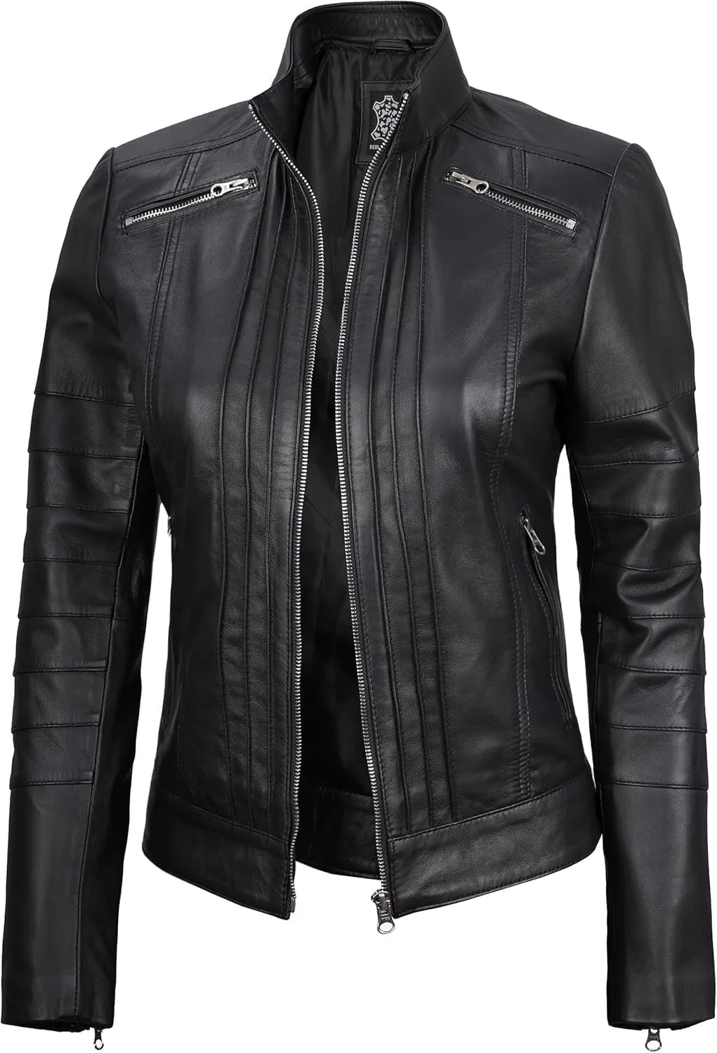 Blingsoul Real Leather Jacket For Women -Women's Cafe Racer Style Leather Jackets