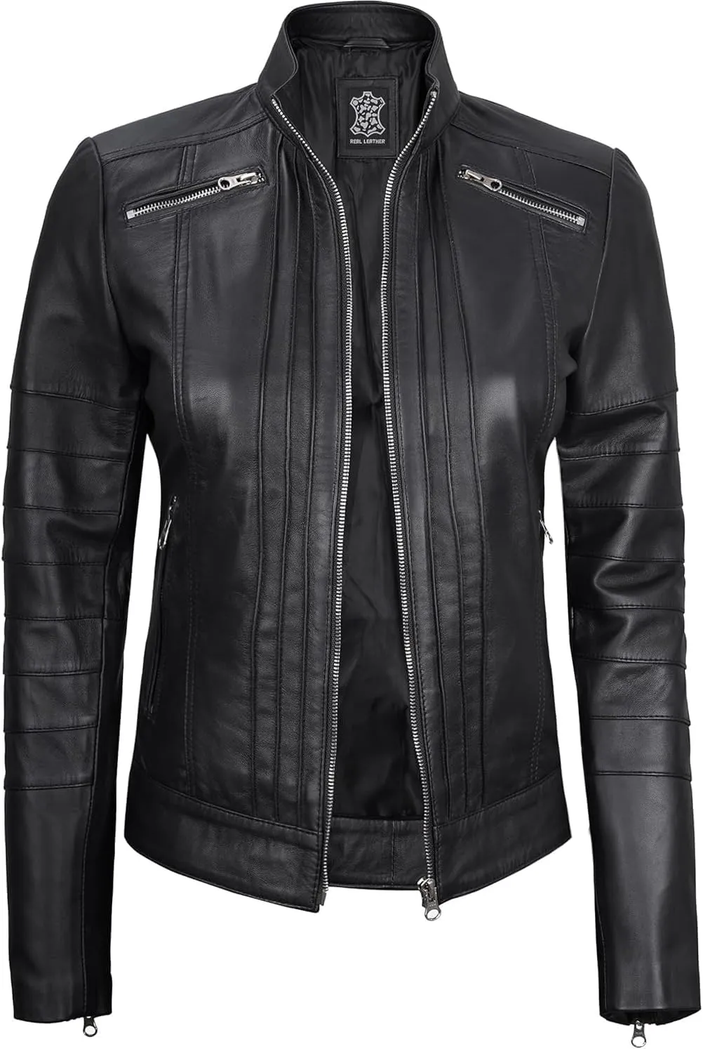 Blingsoul Real Leather Jacket For Women -Women's Cafe Racer Style Leather Jackets