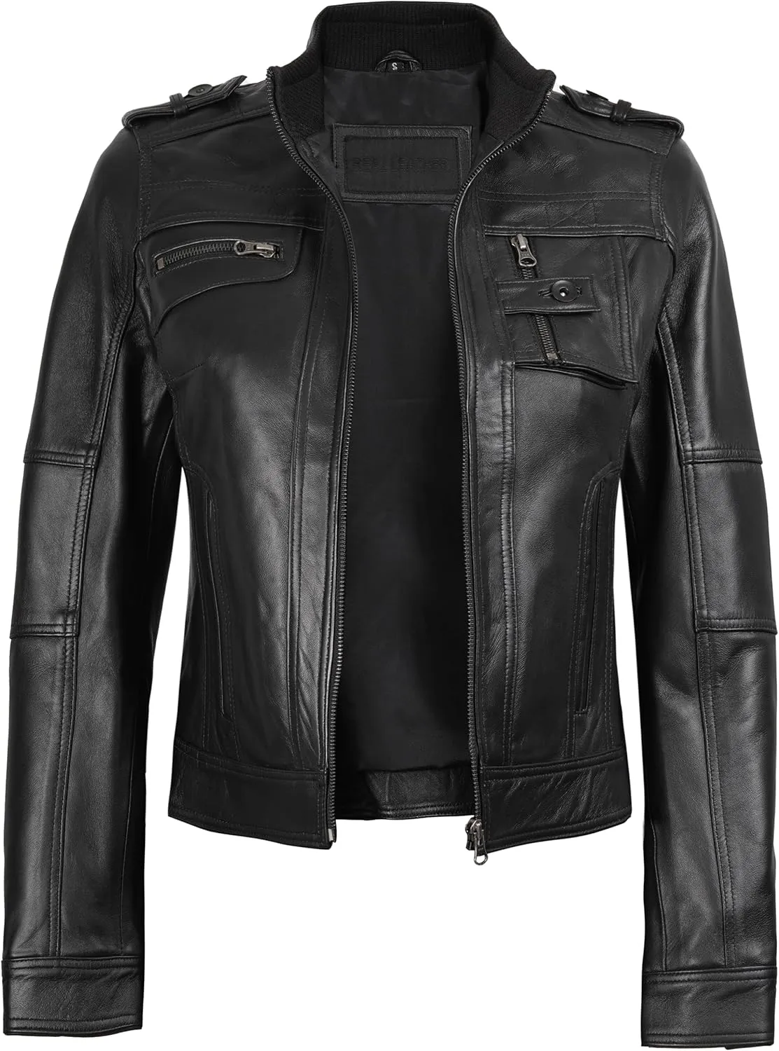 Blingsoul Real Leather Jacket For Women -Women's Cafe Racer Style Leather Jackets