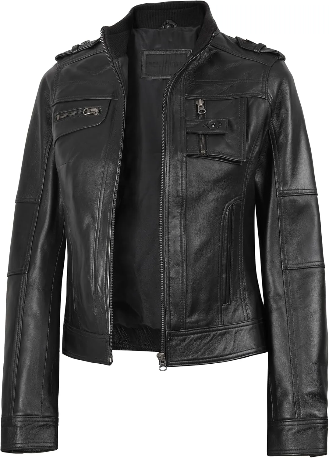 Blingsoul Real Leather Jacket For Women -Women's Cafe Racer Style Leather Jackets