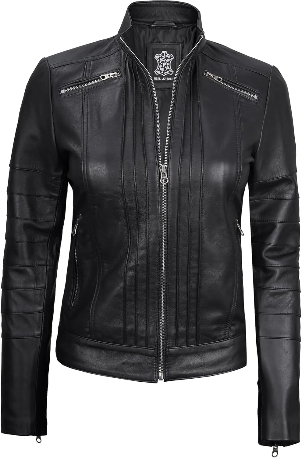 Blingsoul Real Leather Jacket For Women -Women's Cafe Racer Style Leather Jackets
