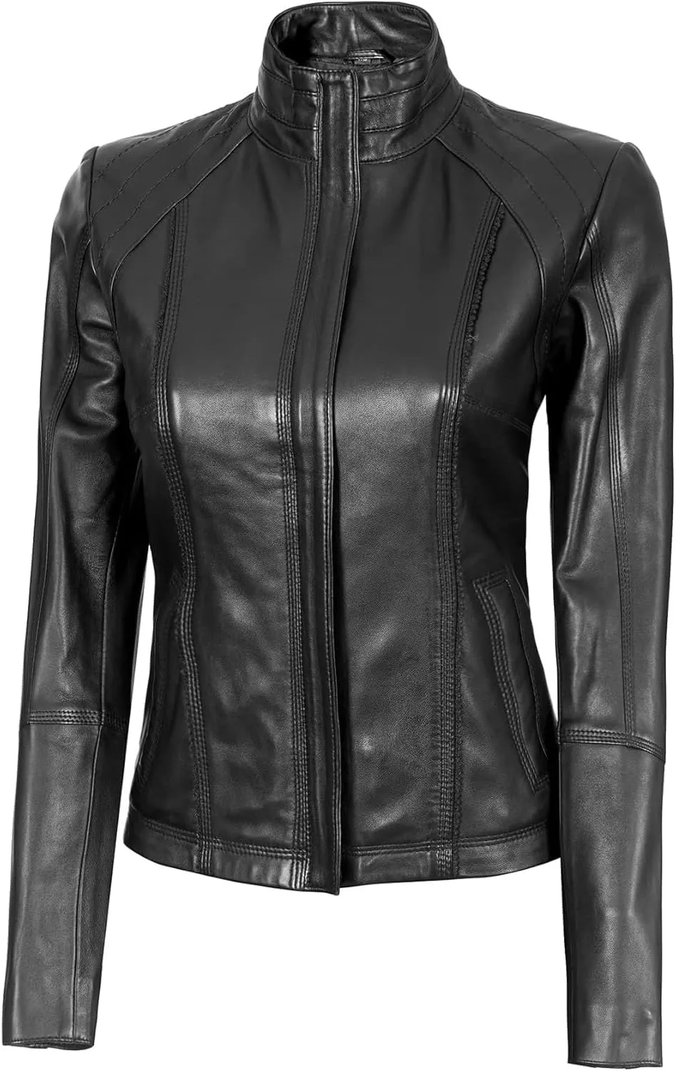 Blingsoul Real Leather Jacket For Women -Women's Cafe Racer Style Leather Jackets