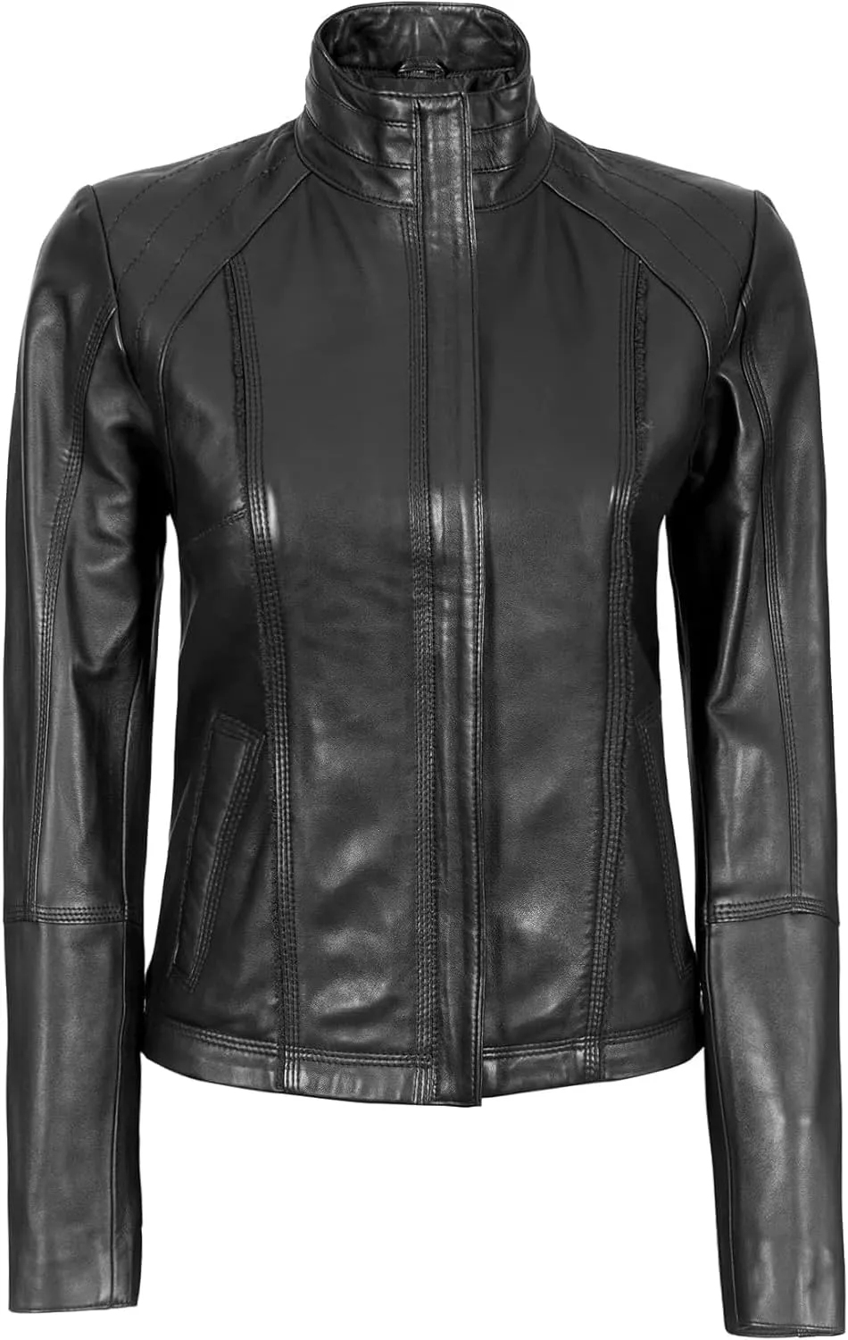 Blingsoul Real Leather Jacket For Women -Women's Cafe Racer Style Leather Jackets