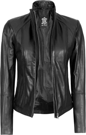 Blingsoul Real Leather Jacket For Women -Women's Cafe Racer Style Leather Jackets