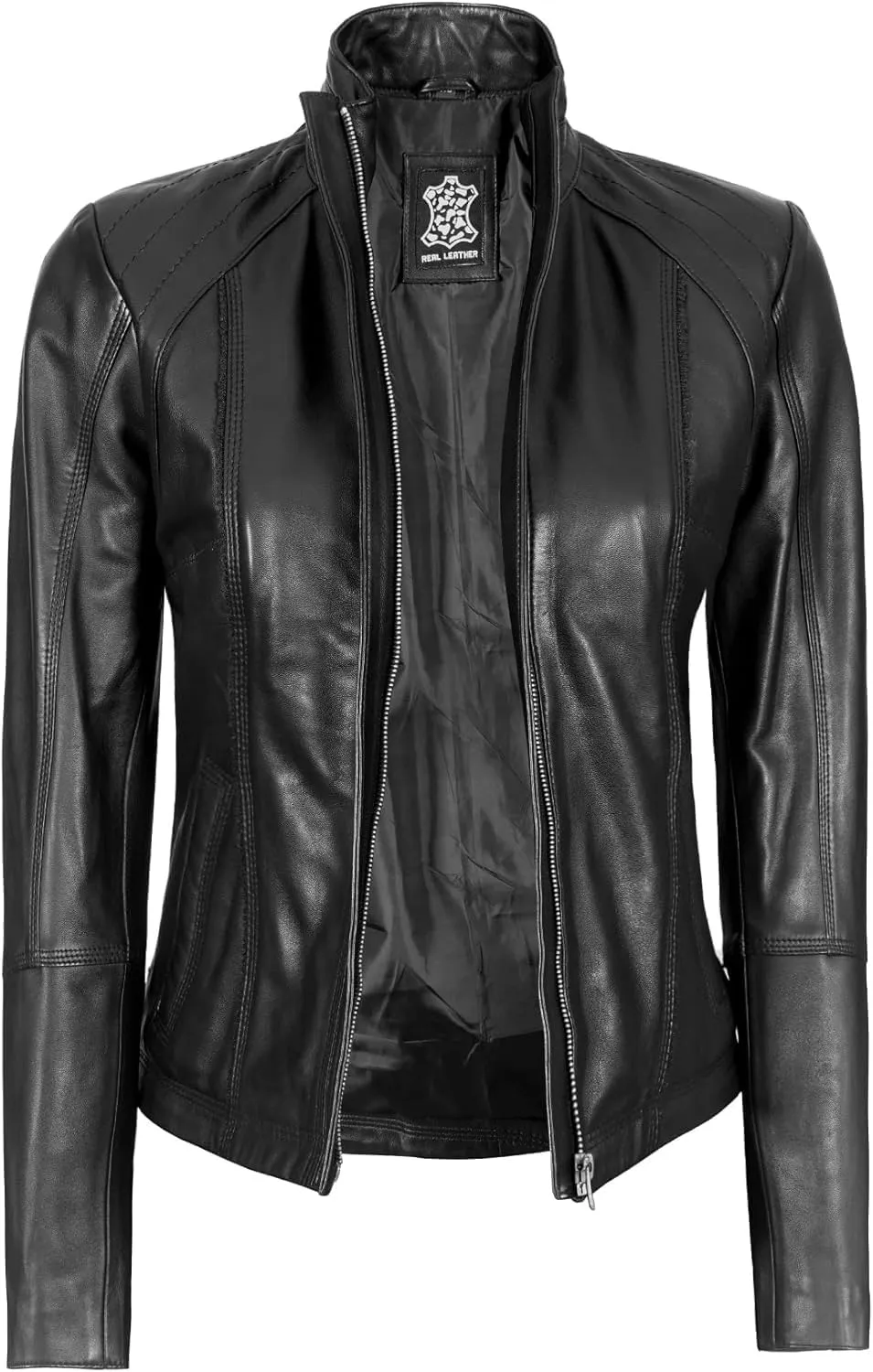 Blingsoul Real Leather Jacket For Women -Women's Cafe Racer Style Leather Jackets