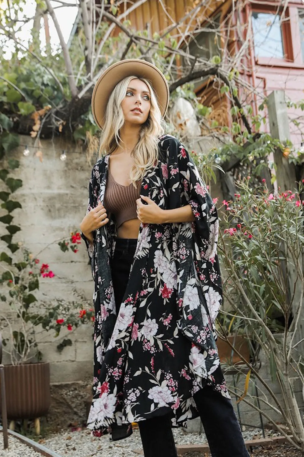 Bohemian Floral Print Kimono