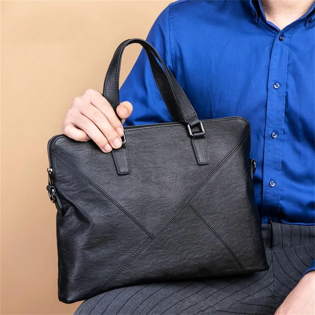 Briefcase Man Leather Large Capacity Holding Cowhide Bag Business Single Shoulder Cross-body Bag Casual