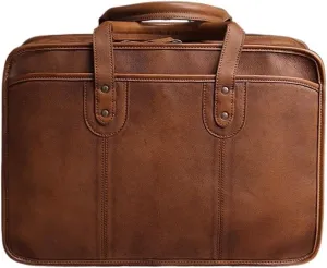 Briefcase Men Vintage Man Handbag Travel Bag Shoulder Handmade Genuine Leather Brown Laptop Businessv