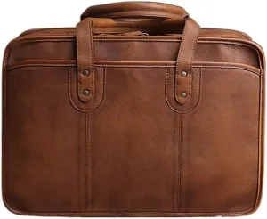 Briefcase Men Vintage Man Handbag Travel Bag Shoulder Handmade Genuine Leather Brown Laptop Businessv