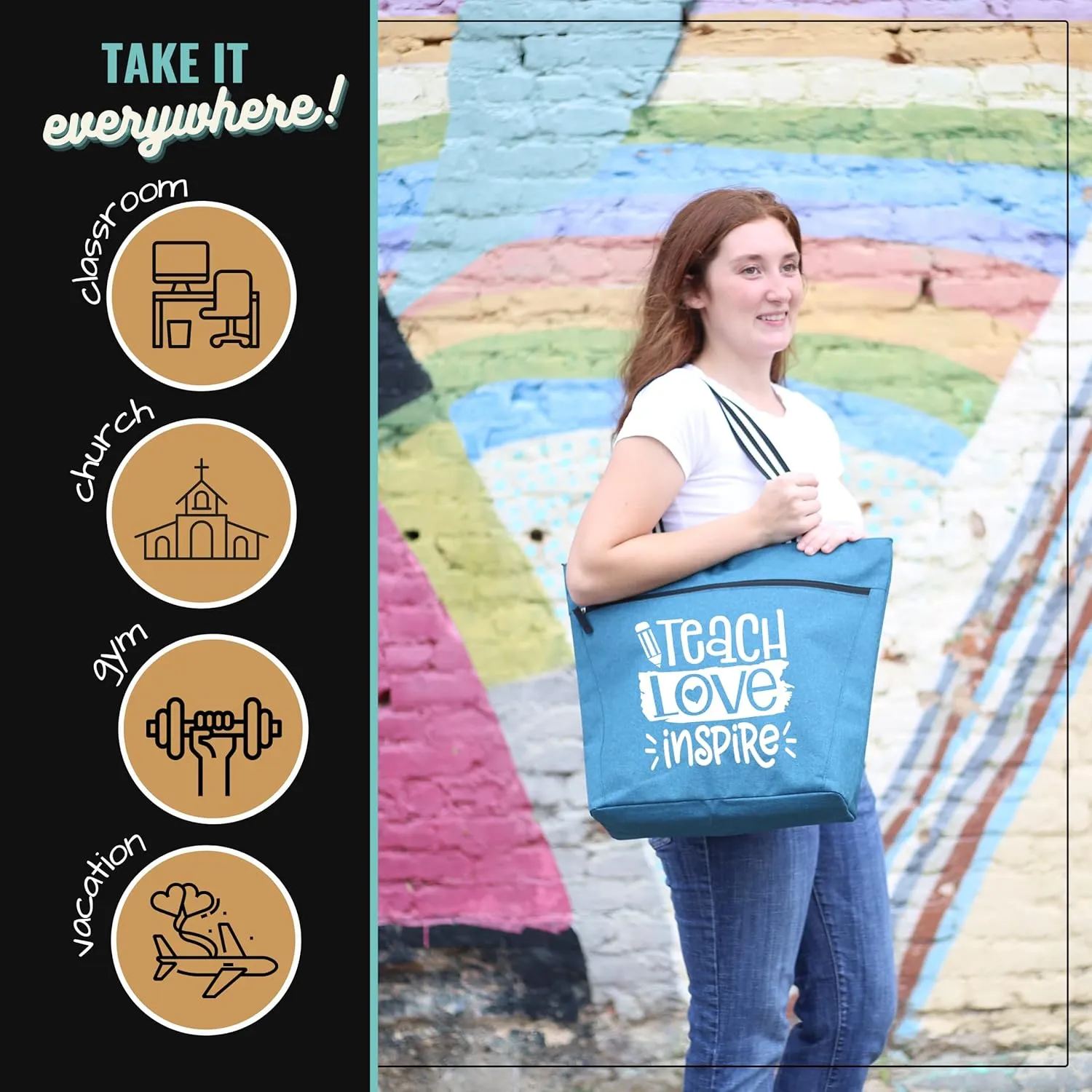 Brooke & Jess Designs Teacher Tote Bag for Work - Teacher Handbag Gifts for Women, Teacher Bag Best Teacher Appreciation Gift