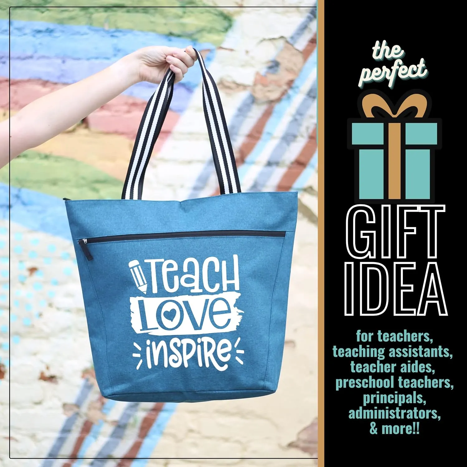 Brooke & Jess Designs Teacher Tote Bag for Work - Teacher Handbag Gifts for Women, Teacher Bag Best Teacher Appreciation Gift