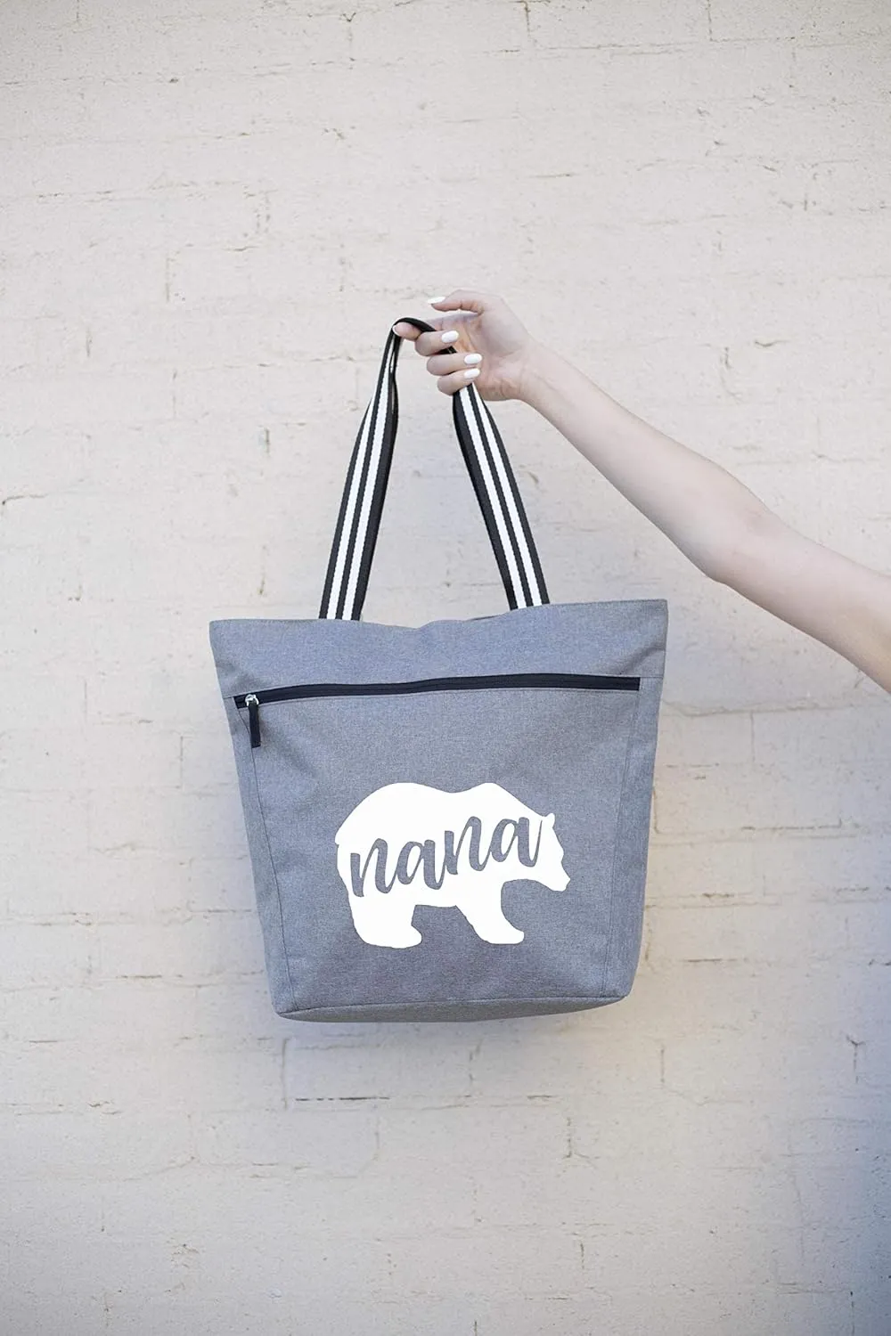 Brooke & Jess Designs Tote Bag for Grandma  Sturdy Canvas Grandma Tote w/Zipper & Inner Pocket Grandma Bag for Everyday Use