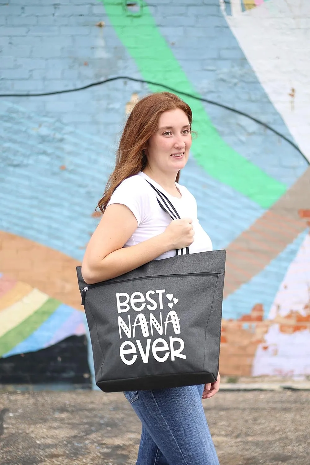 Brooke & Jess Designs Tote Bag for Grandma  Sturdy Canvas Grandma Tote w/Zipper & Inner Pocket Grandma Bag for Everyday Use