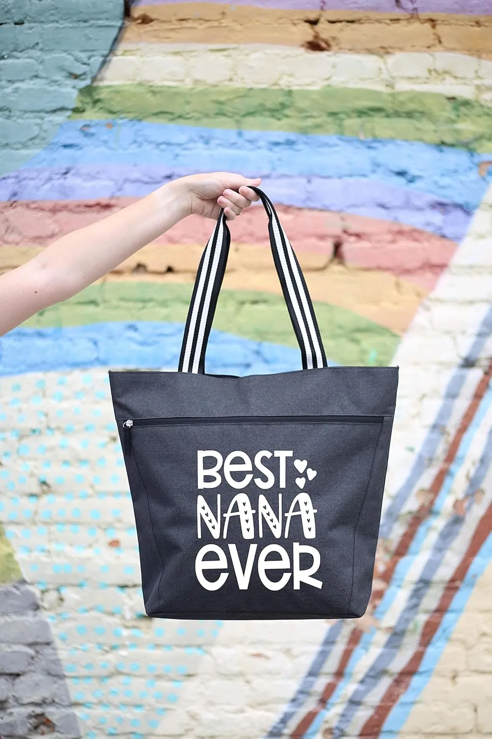 Brooke & Jess Designs Tote Bag for Grandma  Sturdy Canvas Grandma Tote w/Zipper & Inner Pocket Grandma Bag for Everyday Use