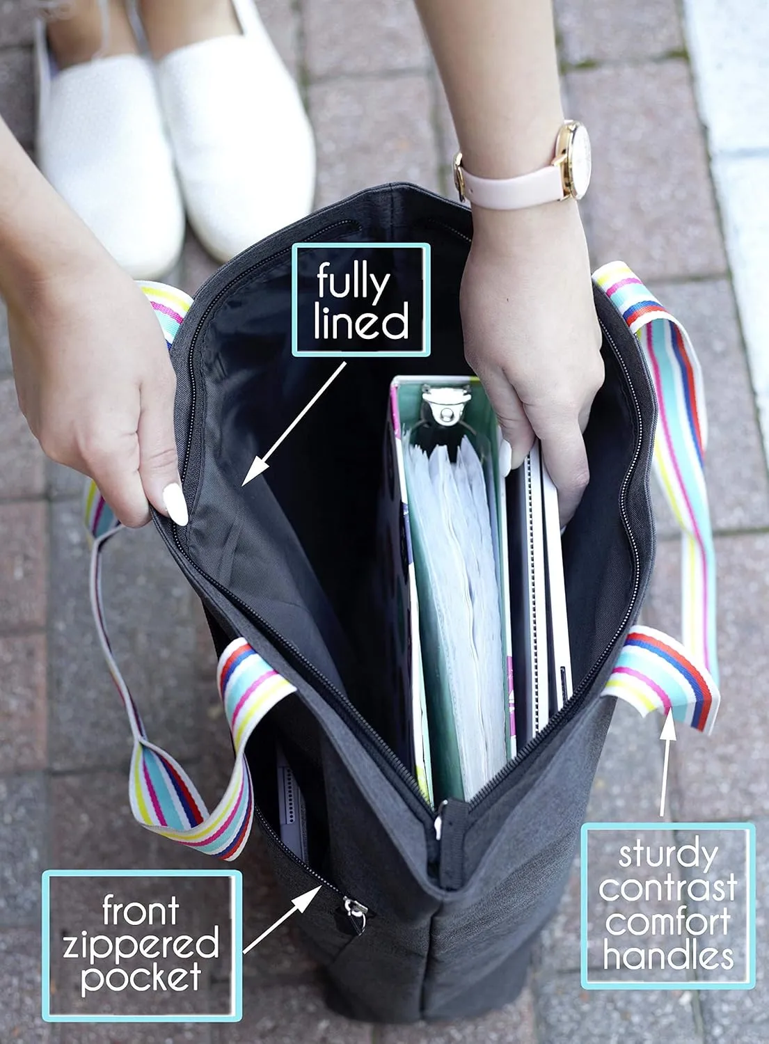 Brooke & Jess Designs Tote Bag for Grandma  Sturdy Canvas Grandma Tote w/Zipper & Inner Pocket Grandma Bag for Everyday Use