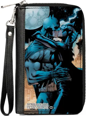 Buckle-Down DC Comics Wallet, Zip Around, Batman Hush Kissing Catwoman Comic Book Scene, Vegan Leather