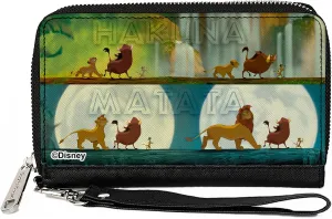 Buckle-Down Disney Wallet, Zip Around, Lion King Hakuna Matata Simba Pumbaa Timon Growing Up Poses, Vegan Leather