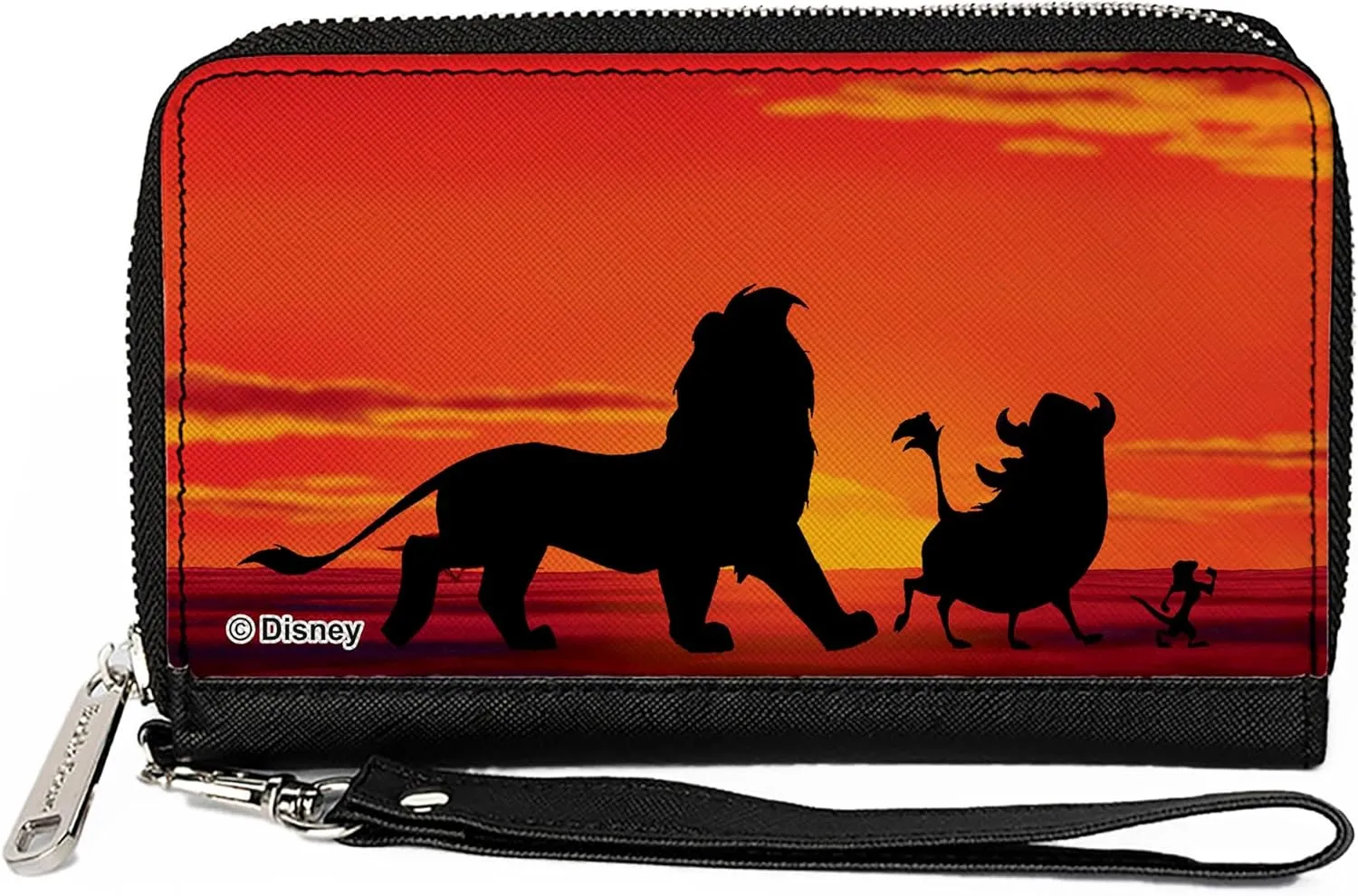 Buckle-Down Disney Wallet, Zip Around, Lion King Hakuna Matata Simba Pumbaa Timon Sunset Silhouette, Vegan Leather