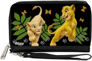 Buckle-Down Disney Wallet, Zip Around, The Lion King Young Simba & Nala Playing Pose, Vegan Leather
